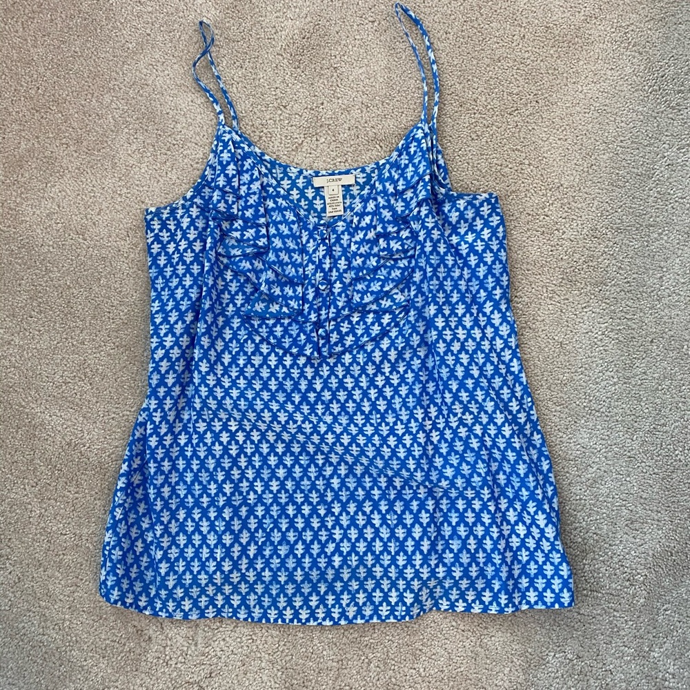 EUC silk ruffle blue JCrew tank top 4